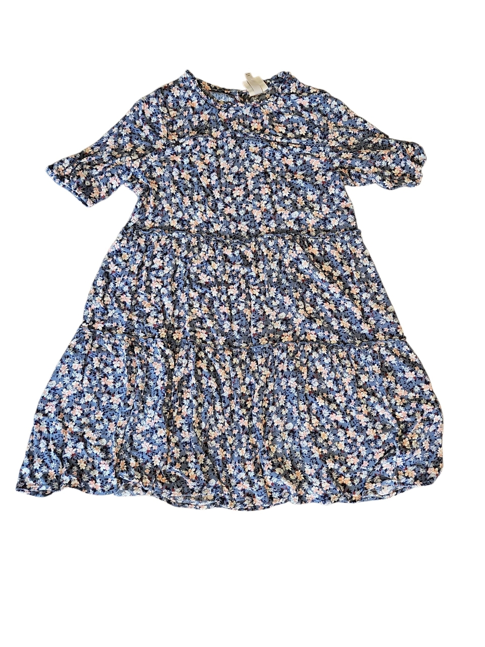 Blue Floral Tiered Dress Knox Rose Size Large Shortsleeve